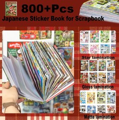 Japanese Sticker Book, Romantic Memory Series – 45 Sheets 800+ Vintage red