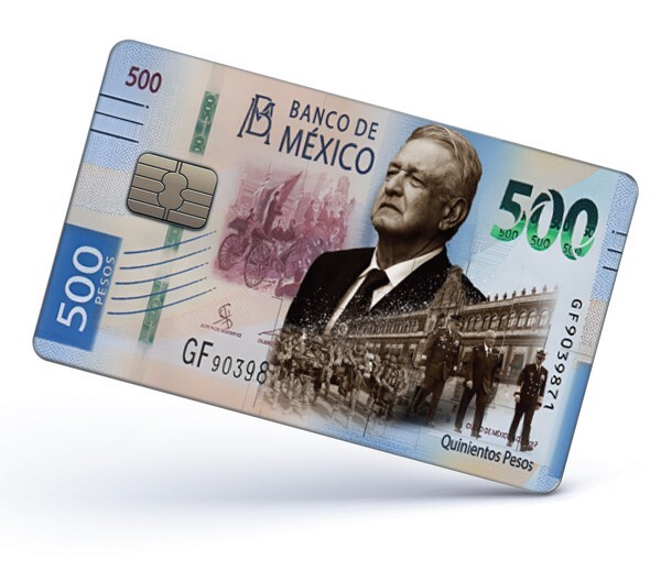 AMLO Credit Card Skin Cover Vinyl Stickers (4 Pack) Mexican PRESIDENT 500 Pesos