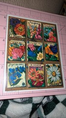 Vintage Hallmark Stickers Flowers Seed Packets 1 Sheet