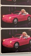 Vintage Barbie Stickers Lot Of 12 Stickers Barbie In Pink Porsche Off Of A Roll