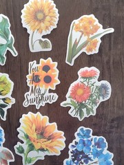 STICKERS x 10 Flowers Poppy Gardenia Sunflower Carnation Flower Daisy FL2