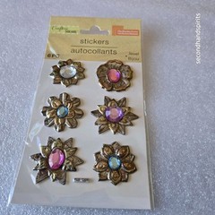 NEW Crafters Square 6 Pkgs Bejeweled Metallic Stickers Steampunk Victorian