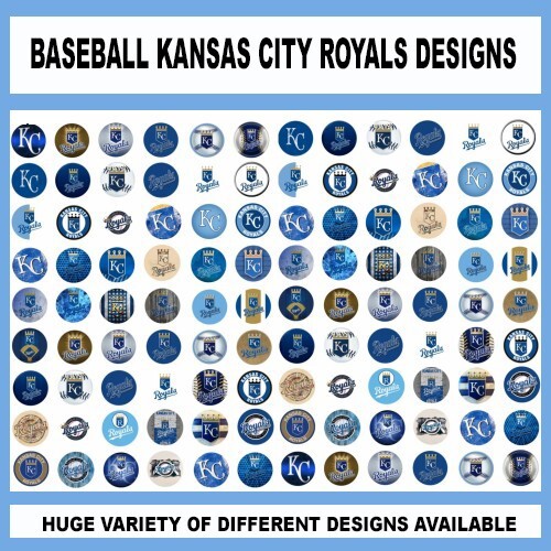 100 Precut BASEBALL KC ROYALS TEAM BOTTLE CAP CHARM TRAY IMAGES 1 inch DESIGNS