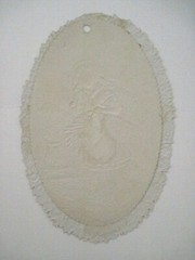 1800’s Die Cut Scrap of Girl Collecting Wheat In A Field Roses Surrounding Her*