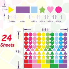 2016 PCS Colored Shape Stickers 10 Colors 6 Shape Dot Stickers Color Coding L…