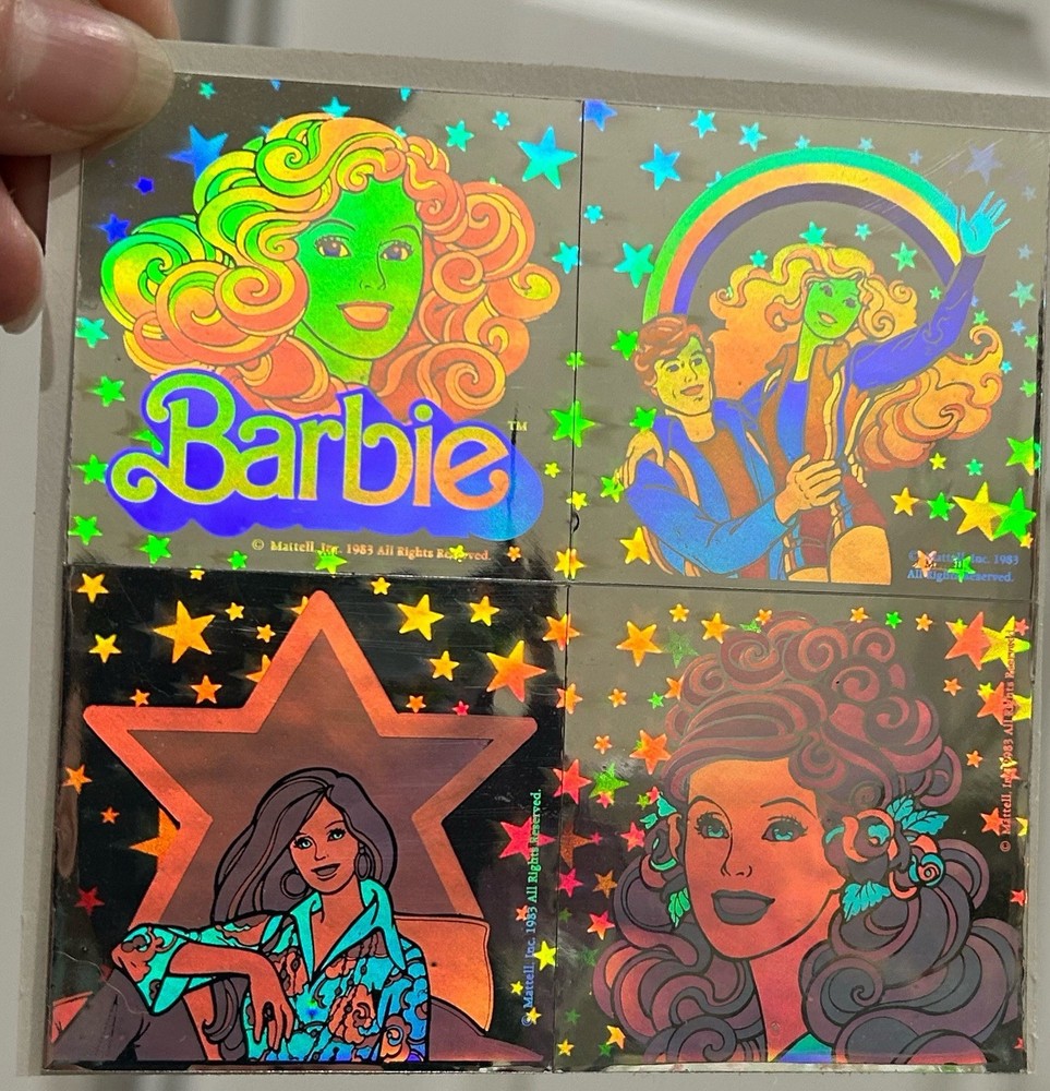 Lot Of 8 RARE VTG 80’s Barbie And Rainbow Holographic Hologram 2” Stickers