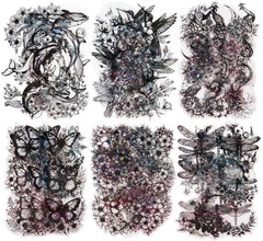 90Pcs Floral PET Stickers, Fantasy Holographic Stickers for Scrapbooking, DIY Cr