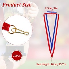Award Ribbons 20 Pieces Red White Blue Medal Ribbons with Snap Clips Flat