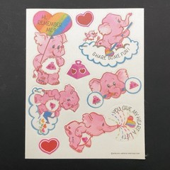 Vtg 80s RARE Care Bear Cousins Satin Fabric Sticker Sheets American Greetings