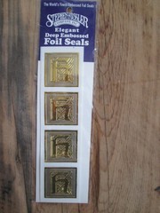 Vintage NEW Stephen Fossler Deep Embossed Gold Foil Seals 12 Monogram “H” USA