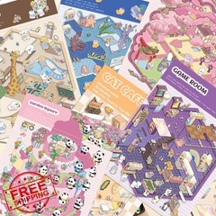 ASRZZY 6 Sets 3D Sticker Scene Book