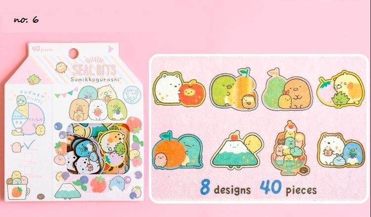 1 SET 40PC Gold Foil Stickers-Sumikko Gurashi Fruits San-x Sanrio Made in Japan