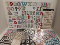 Lot of Alphabet, Letters & Number Stickers ~ 14 Sheets ~ Cardboard,Glitter,Puffy