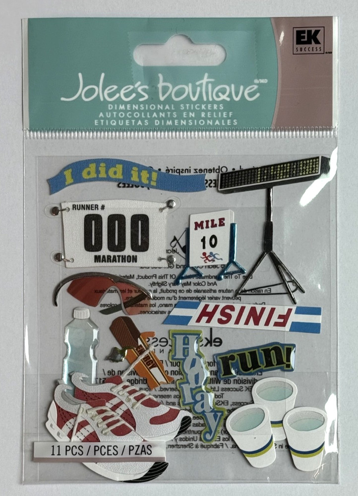 Jolee’s Boutique 3D Stickers MARATHON RUNNER Track Theme Tennis Shoes Scrapbook
