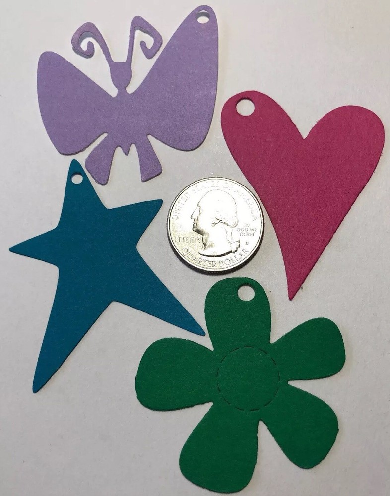 SHAPE TAG Die-Cuts(8pc)Christmas •Flower•Butterfly•Hearts•Stars•Gifts•Labeling