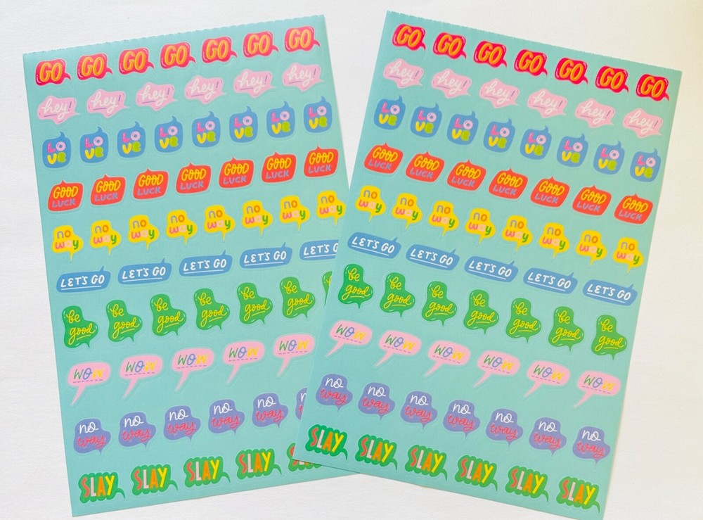 2 Shts Word Bubble Caption Phrases Stickers Craft Planner Supply Scrapbook Slay