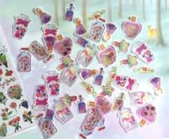 Set Of 48 Washi Magic Potion Gold Foil Stickers Scrapbooking Junk Journal