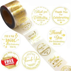 Jczzywsw Gold Thank You Stickers 1 Inch Roll 500pc