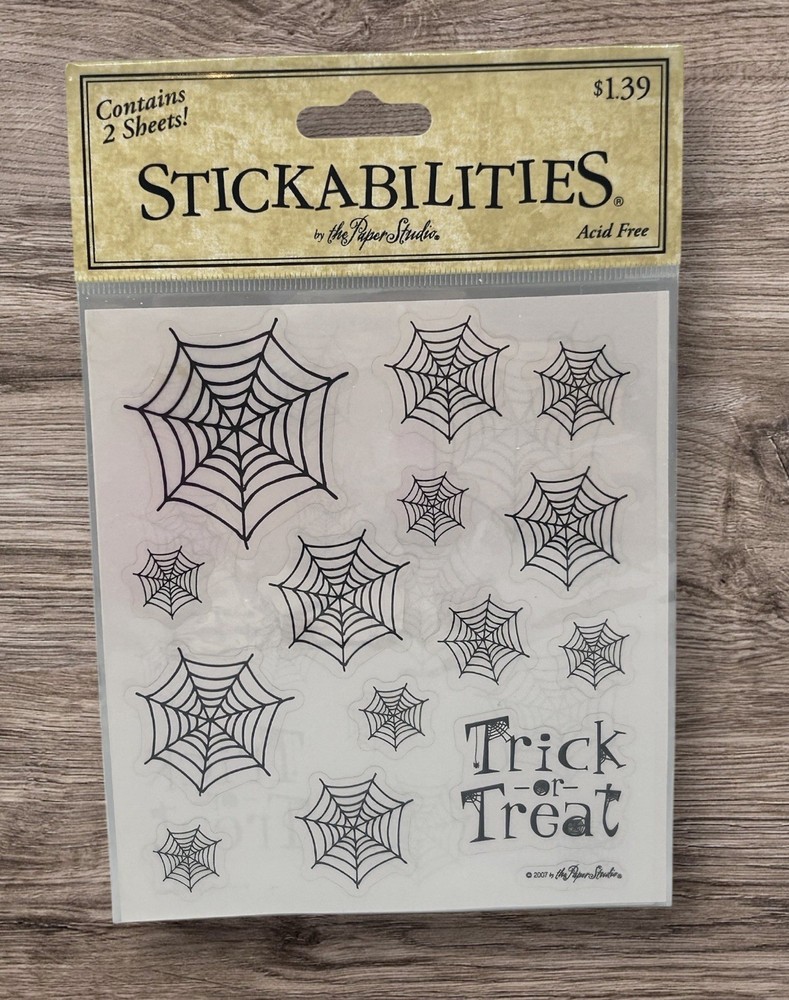 The Paper Studios Spider Webs Halloween Scrapbooking Stickers Stickabilities NEW