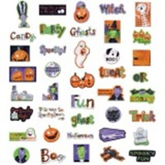 SPOOKYTOWN MOTIFS CHIPBOARD AMERICAN TRADITIONAL APPROX 40 PCS HALLOWEEN