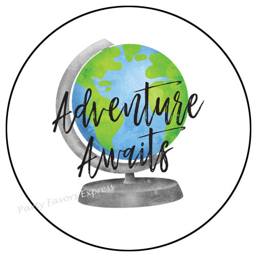 ADVENTURE AWAITS GLOBE TRAVEL ENVELOPE SEALS LABELS PARTY FAVORS STICKERS
