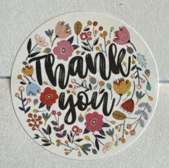 30 THANK YOU Round Stickers Flowers Multi-Color Gift Stickers 1”