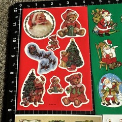 Vintage Sticker Lot Christmas Santa 6 Sheets AGC, Gibson, Hallmark, etc lot 2