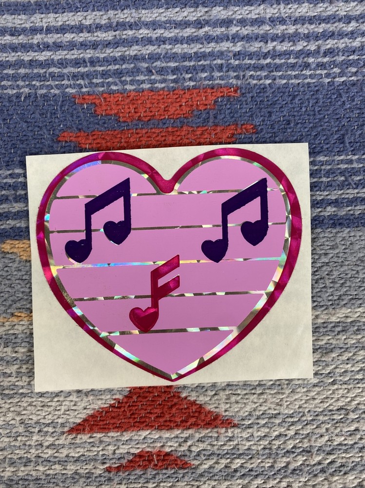 Heart Shaped Prism Sticker Vintage Vending Machine Valentines day Music notes