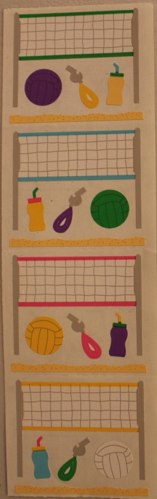 New Mrs. Grossman scrapbook stickers VOLLYBALL net whistle ball water bottle