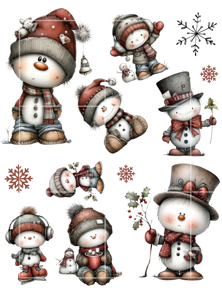 Quirky Snowmen Fussy Cut Card Toppers Supply Scrapbook Junk Journal Crafts