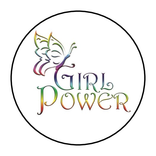 30 Girl Power Envelope Seals Labels Stickers 1.5″ Round Butterfly colorful
