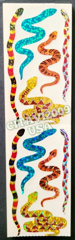 HAMBLY STUDIOS STICKERS PRISMATIC GLITTER SNAKES REPTILES VINTAGE RARE