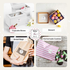 Baked with Love Stickers Roll | Scalloped Cut | Waterproof | 1.5 Inch | 500 Labe