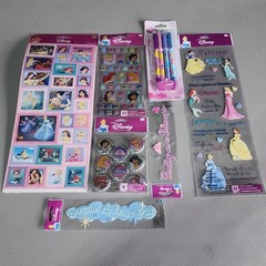 New Disney Princess Activity Craft Lot Stickers Pins Pens Stationery Set…