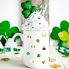 2400 Pcs St. Patrick’s Day Mini Stickers Shamrock Lucky Clover Pot of Gold Self-