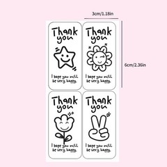 125Pcs Thank You Stickers Rectangular Wrapping Labels Self-adhesive Labels