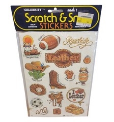 Vtg «Celebrity» Scratch And Sniff Mark 1 Stickers Sheet Cowboy Western Leather