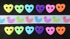 Duck Ribbon Heart Buttons pastel baby announcements Scrapbook boy girl ducks