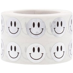 1/2″ Inch Small Metallic Silver Happy Face Labels, 1,000 Total Adhesive Stick…