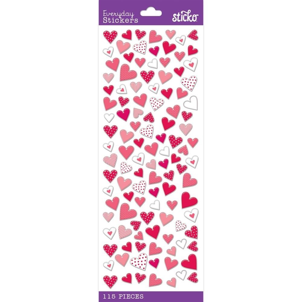 Crafts Stickers Sticko Puffy Red White Pink Hearts Dots Patterns Various Sizes
