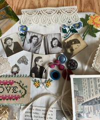 Junk Journal Craft Supplies Most Vintage Photos Trim Ribbon Ephemera Button Plus