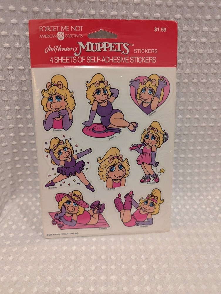 90’s MUPPETS MISS PIGGY POSING 4 SHEET STICKER PACK SEALED AMERICAN GREETINGS