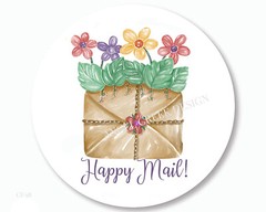 Happy Mail Flowers Envelope Scrapbook Stickers Envelope Seals Floral Favors