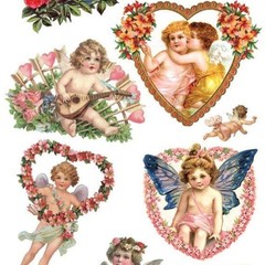 Violette Stickers – Love Angels – 1 Victorian Cherubs Sticker Sheet – Stationery