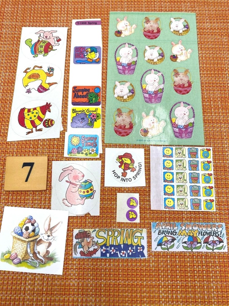 VINTAGE EASTER STICKER LOT BUNNY DUCK EGGS BASKET CHICKS MIX OF BRANDS