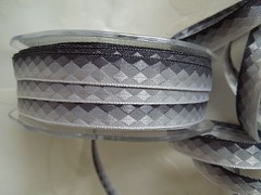 MAY ARTS RIBBONS~WOVEN DIAMONDS OMBRE RIBBON~SHADES OF GRAY~3/8TH INCH X 3 YDS!