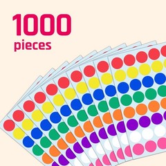 1000 Pack, 1 inch – Colored Round Circle Dot Stickers, Garage Yard Sale Price St