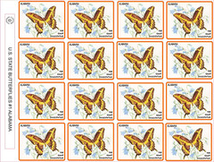 ALABAMA STATE BUTTERFLY – THE GIANT SWALLOWTAIL 2.5″ X 2″- 16 PER SHEET