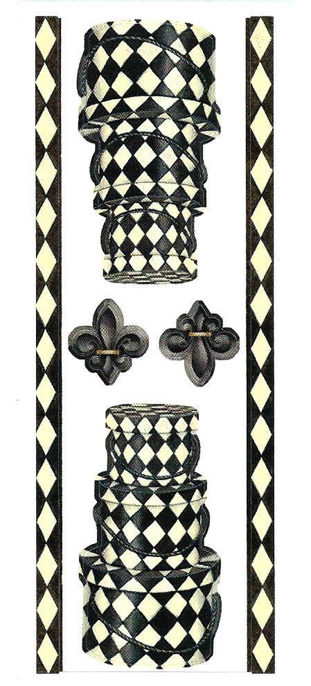 🔥VINTAGE Creative Memories Stickers HARLEQUIN HAT BOXES & FLEUR DE LIS NOS *
