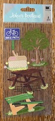 RARE Jolees Day At The Park Picnic Basket Table Bench Bike Path Walk 3D Stickers
